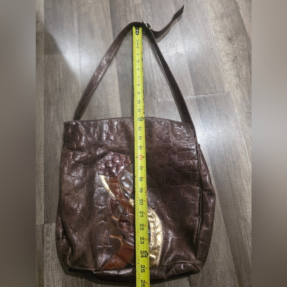 Boho Croc Embossed Patchwork Laptop Bag Casual Br… - image 3